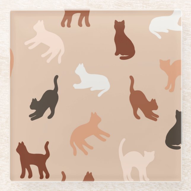 Cat-Silhouette Glasuntersetzer (Vorderseite)
