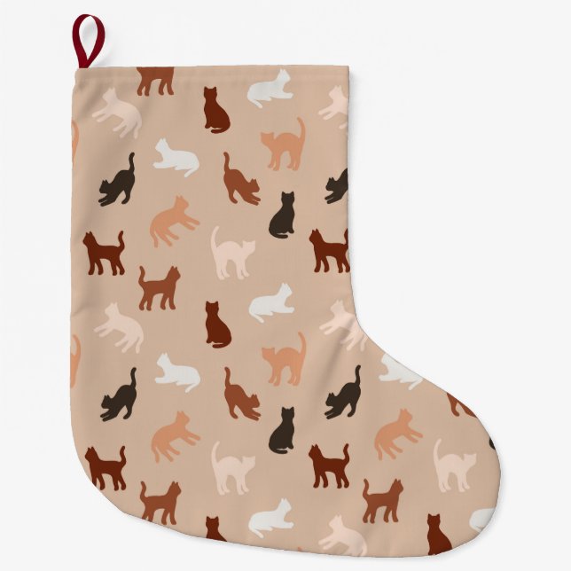 Cat-Silhouette Großer Weihnachtsstrumpf (Vorderseite)