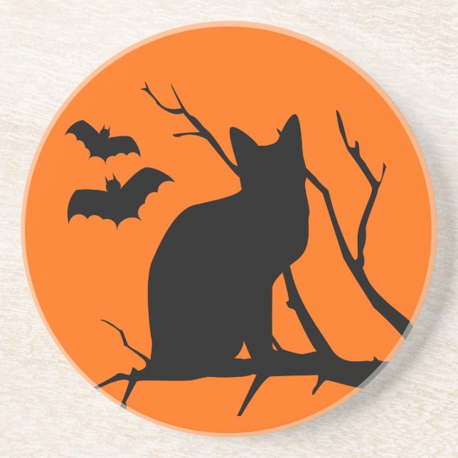 Cat Silhouette Halloween Untersetzer (Vorne)