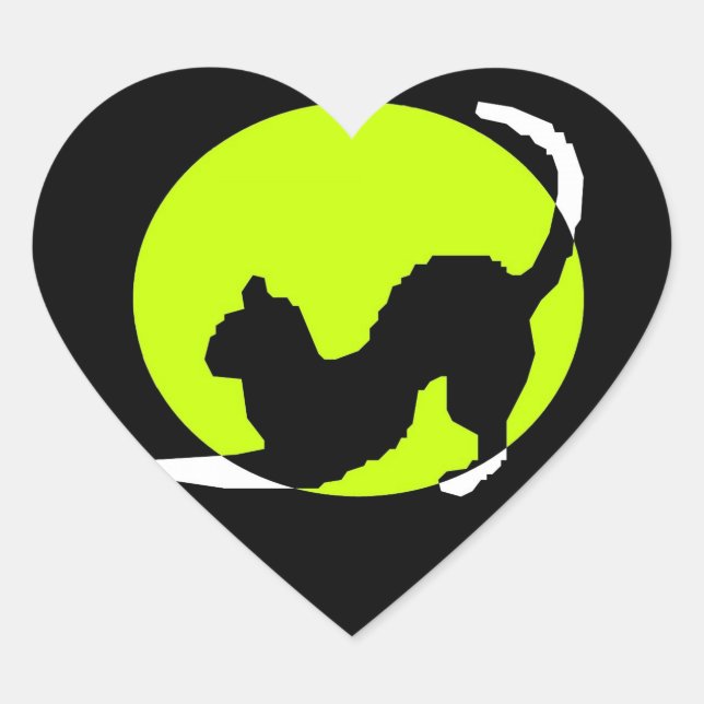 Cat Silhouette Herz-Aufkleber (Vorderseite)