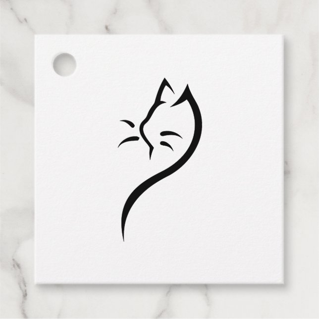 Cat Silhouette Kontur Geschenkanhänger (Vorderseite)