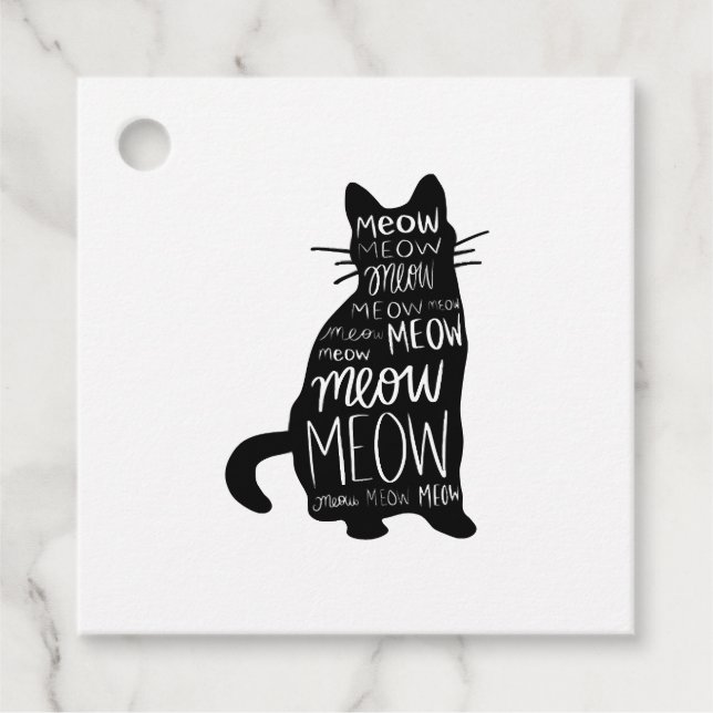Cat Silhouette Meow Geschenkanhänger (Vorderseite)