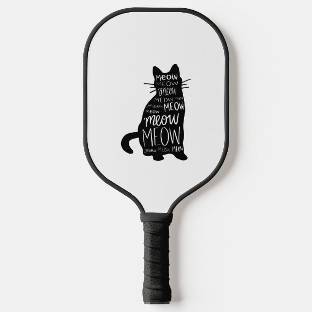 Cat Silhouette Meow Pickleball Schläger (Vorderseite)