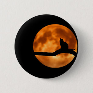 Cat Silhouette Mondlicht. Schaltfläche anpassen Button