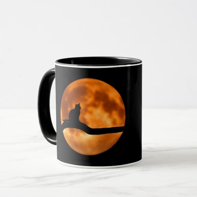 Cat Silhouette Moonlight Tasse (Vorderseite Links)