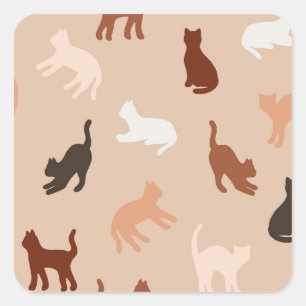 Cat-Silhouette Quadratischer Aufkleber