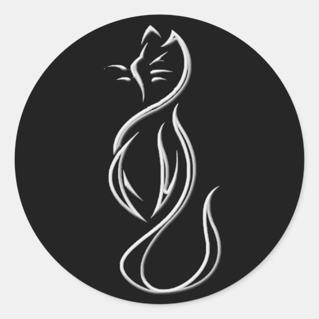 CAT-SILHOUETTE RUNDER AUFKLEBER (Vorderseite)