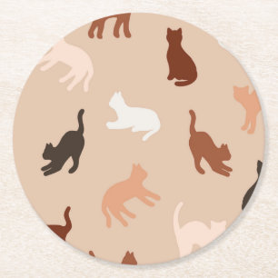 Cat-Silhouette Runder Pappuntersetzer