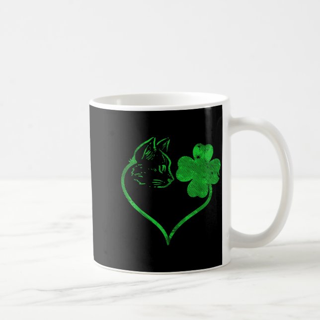 Cat Silhouette Shamrock St Patricks Day Kitten Lov Kaffeetasse (Rechts)