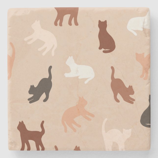 Cat-Silhouette Steinuntersetzer (Vorderseite)