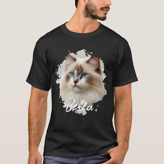 Cat Simple Modern Cool Typografy Name and Foto T-Shirt (Vorderseite)