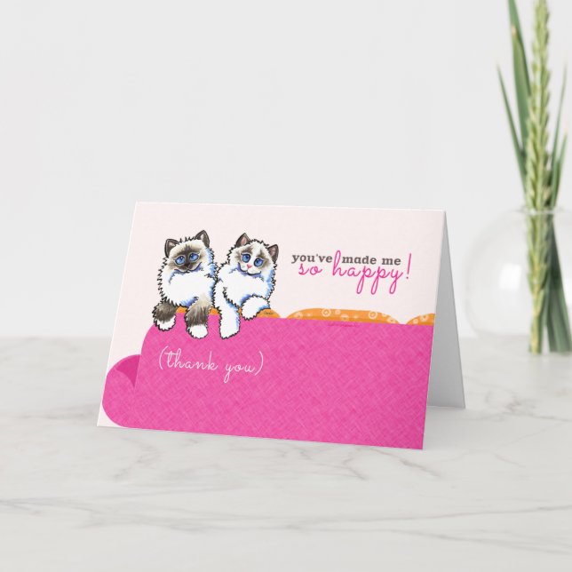 Cat Sitter Vielen Dank Ragdoll Couch Pink Dankeskarte (Vorderseite)