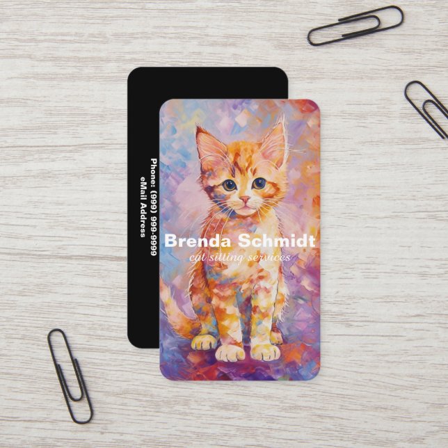 Cat Sitting Services Visitenkarte (Vorderseite/Rückseite Beispiel)