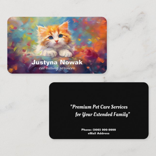 Cat Sitting Services Visitenkarte (Vorne/Hinten)