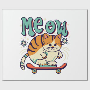 Cat Skaten Meow Geschenkpapier