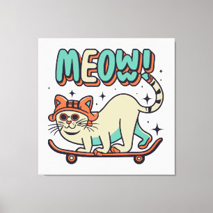 Cat Skaten Meow Leinwanddruck