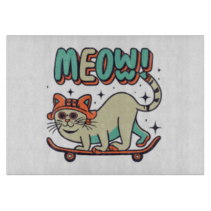 Cat Skaten Meow Schneidebrett
