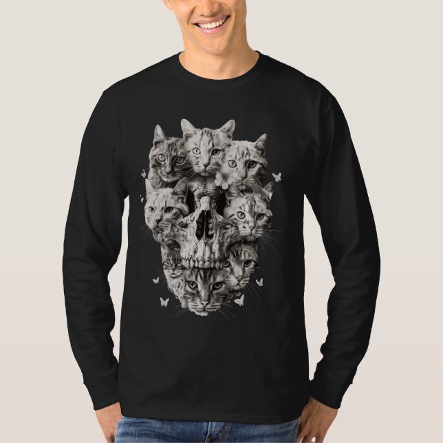 Cat Skeleton Halloween Kostüm Kat Lover Mama T-Shirt (Vorderseite)