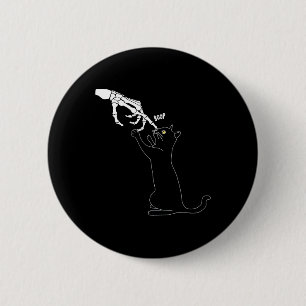 Cat Skeleton Hand Boop Katze Nase Funny Halloween Button