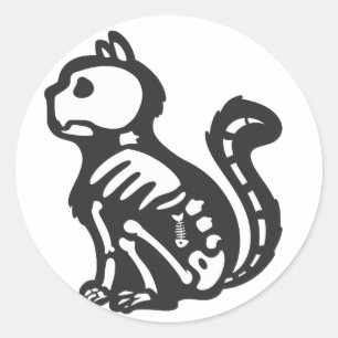 Cat Skelett Cartoon Silhouette - Rücken Colon ausw Runder Aufkleber