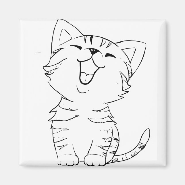 Cat Sketch Zeichnend Graphic Arts Kitten Silhouett Magnet (Vorne)