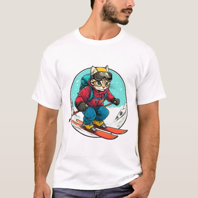 Cat Ski Skier Cat T-Shirt (Vorderseite)