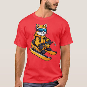 Cat Ski Wearing Orange Ski Anzug T-Shirt