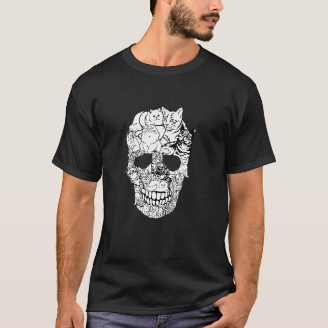 Cat Skull Kitty Skeleton Halloween Costume Skull C T-Shirt (Vorderseite)