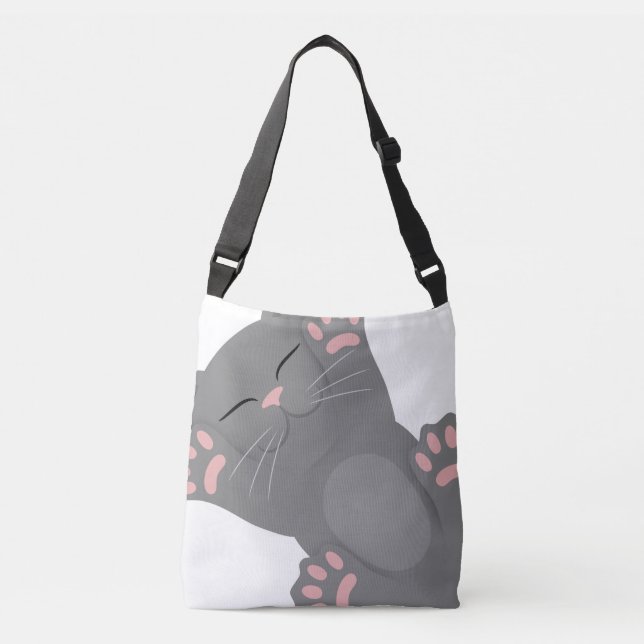 Cat Sleeping Tragetaschen Mit Langen Trägern (Vorderseite)