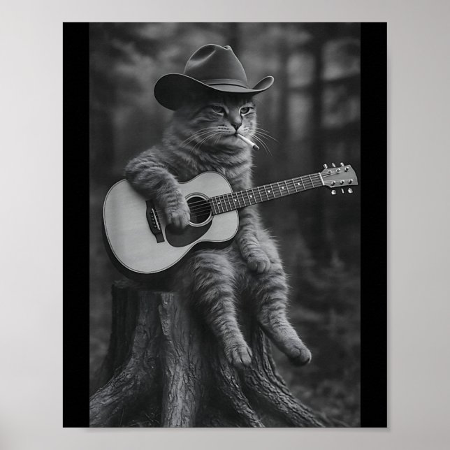 Cat Smoking Cigarette Racoon Ossum Funny Meme Cowb Poster (Vorne)