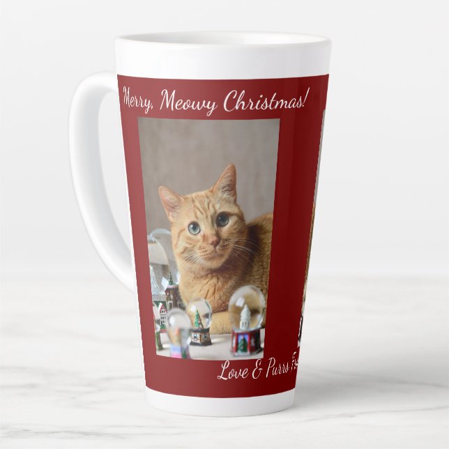 Cat Snow Globe, Image Names Text, Customize,  Milchtasse (Linke Ecke)