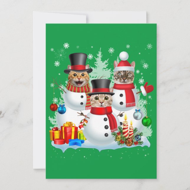 Cat Snowman Santa Christmas Light Cat Mama Cat Vat Einladung (Vorderseite)