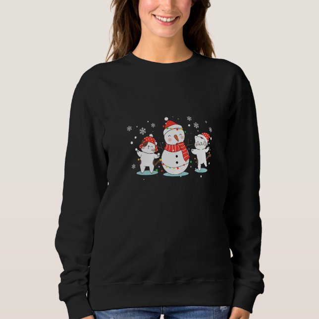 Cat Snowman Santa Hat Reindeer Cat  Merry Christma Sweatshirt (Vorderseite)