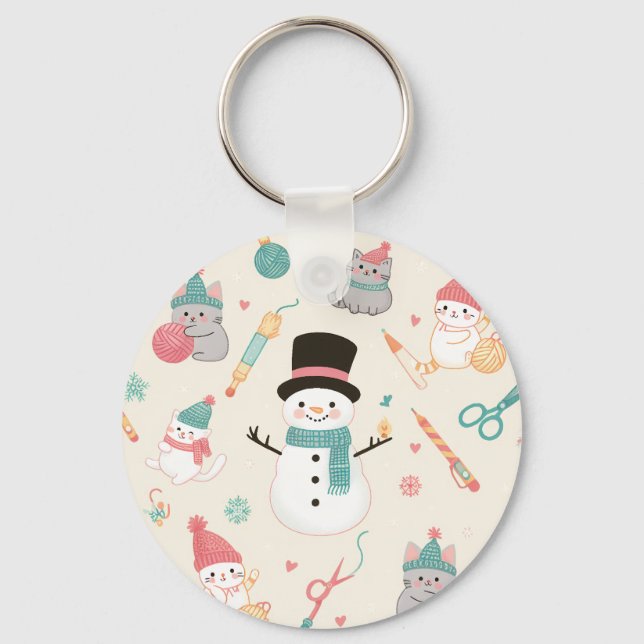 Cat Snowman Schlüsselanhängers Schlüsselanhänger (Vorderseite)