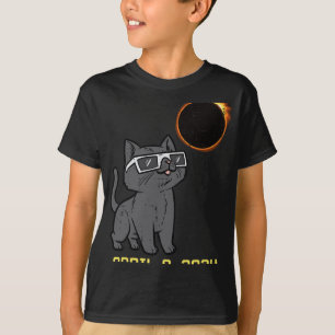 Cat Solar Eclipse 2024 Totalität April 8 Frauen Mä T-Shirt
