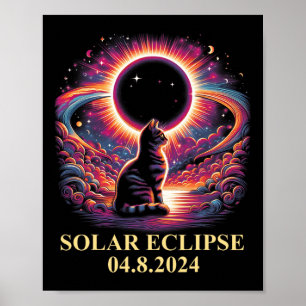 Cat Solar Eclipse 2024 Totality April 8 Männer Fra Poster