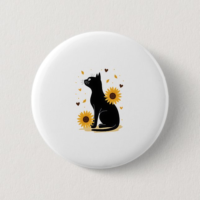 Cat Sonnenblume Weihnachtsbaum Sonnenblume Katze L Button (Vorderseite)