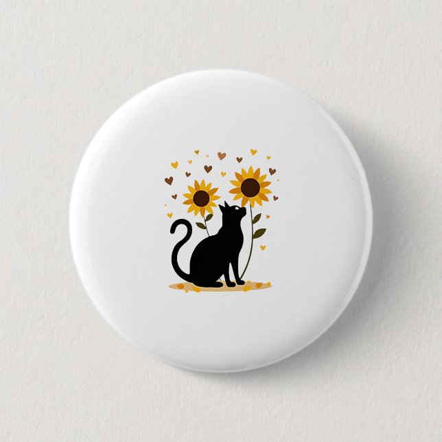 Cat Sonnenblume Weihnachtsbaum Sonnenblume Katze L Button (Vorderseite)