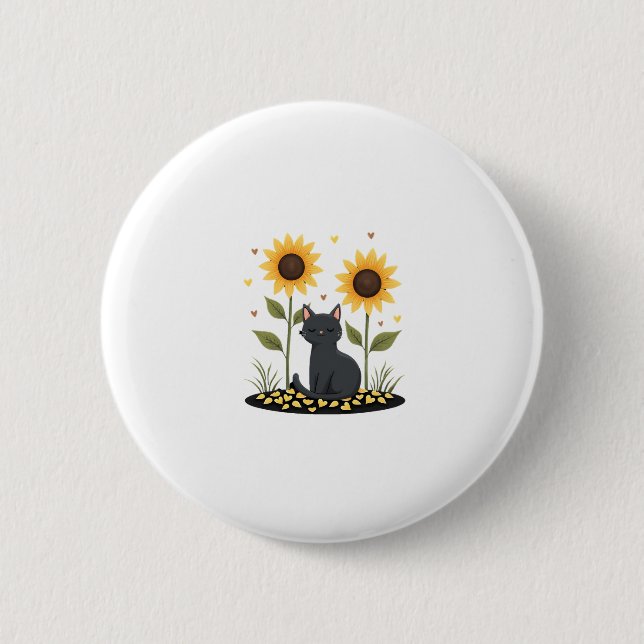 Cat Sonnenblume Weihnachtsbaum Sonnenblume Katze L Button (Vorderseite)