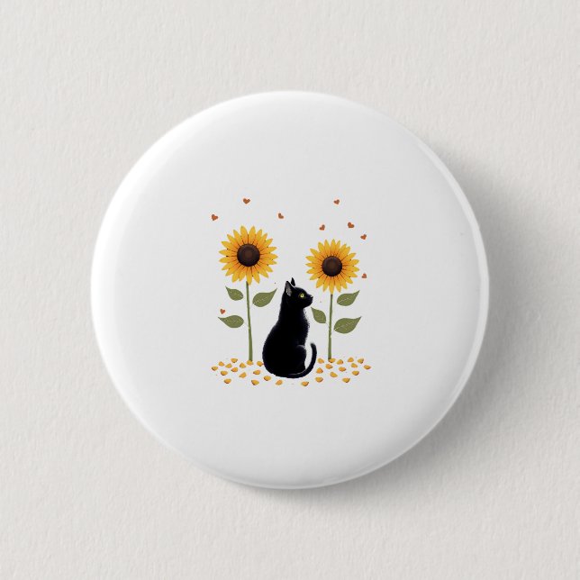 Cat Sonnenblume Weihnachtsbaum Sonnenblume Katze L Button (Vorderseite)