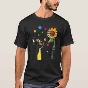 Cat Sonnenblumen Autismus Bewusstseinsstörungen Pu T-Shirt