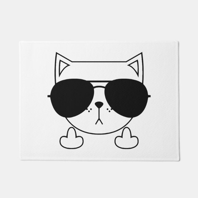 Cat Sonnenbrille Middle Finger Fußmatte (Vorderseite)
