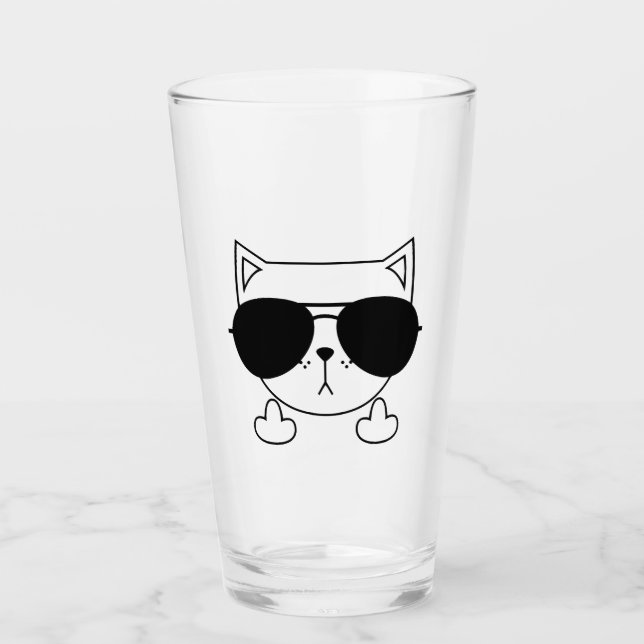 Cat Sonnenbrille Middle Finger Glas (Vorderseite)