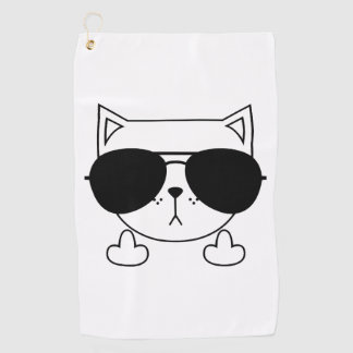 Cat Sonnenbrille Middle Finger Golfhandtuch