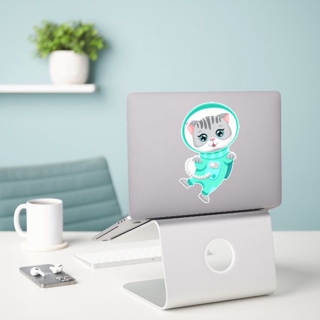 Cat Space Astronaut Aufkleber (Laptop auf Schreibtisch)