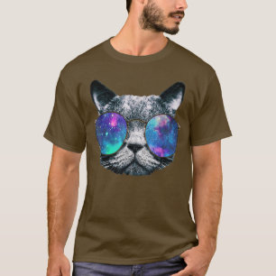 Cat Space Glasses Astronaut Cat Meme Round Glasse T-Shirt