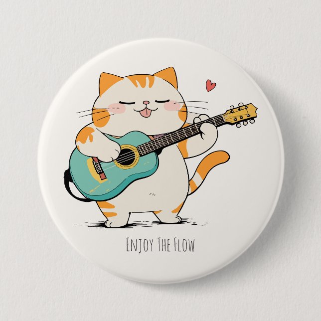 Cat spielt Gitarre Button (Vorderseite)