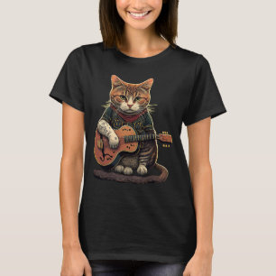 Cat spielt Gitarre für Männer Frauen T-Shirt