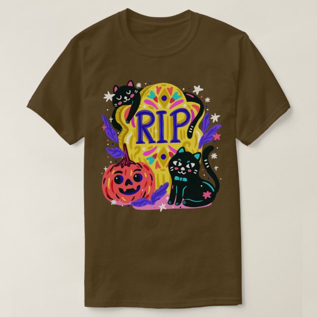 Cat Spooky Rip Halloween T-Shirt (Design vorne)
