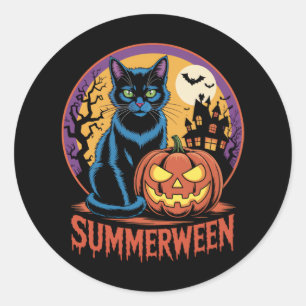 Cat Spooky Summerween Vibes Runder Aufkleber
